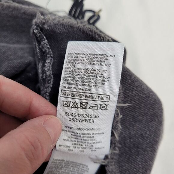 TOPSHOP Moto black mini skirt lace up goth raw hem distressed 8 - Picture 7 of 9